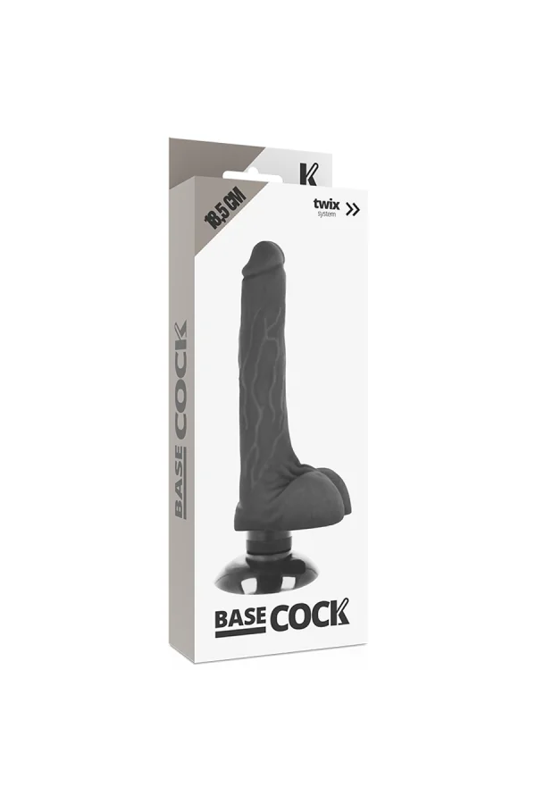 Realistischer Vibrator und Penishülle 2-1 Schwarz 18.5cm von Basecock kaufen - Fesselliebe