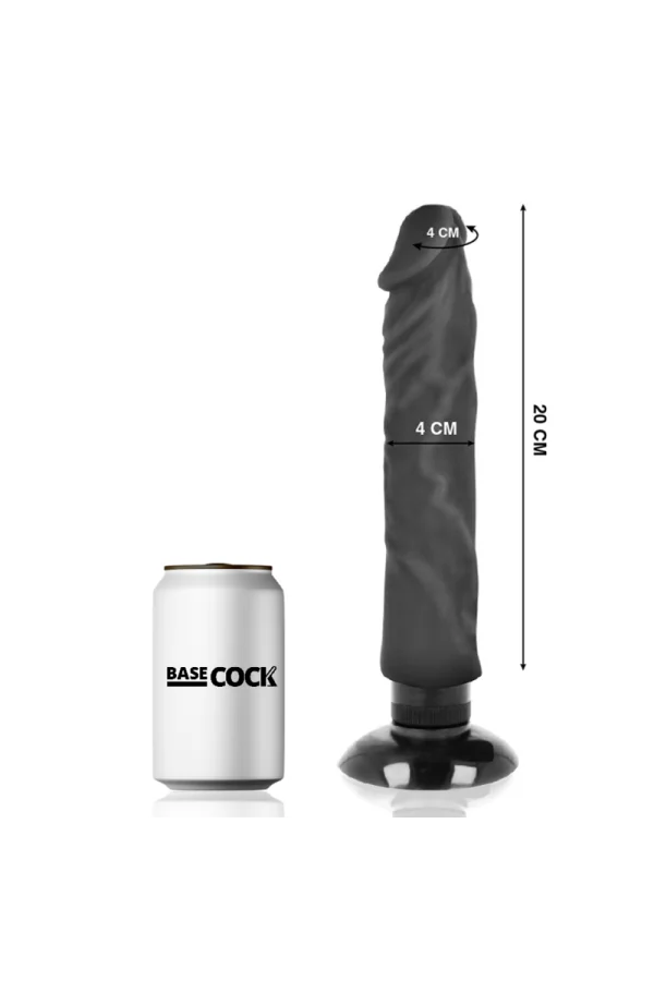 Realistischer Vibrator 2-1 Schwarz 20cm von Basecock kaufen - Fesselliebe