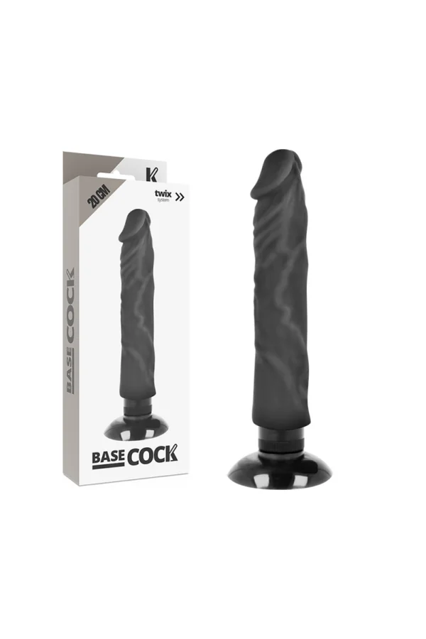 Realistischer Vibrator 2-1 Schwarz 20cm von Basecock kaufen - Fesselliebe