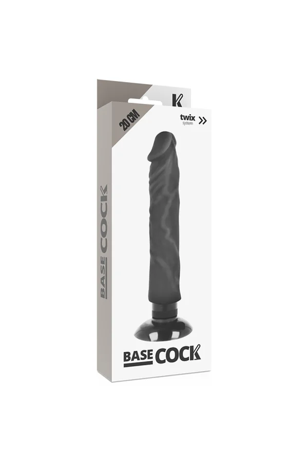 Realistischer Vibrator 2-1 Schwarz 20cm von Basecock kaufen - Fesselliebe