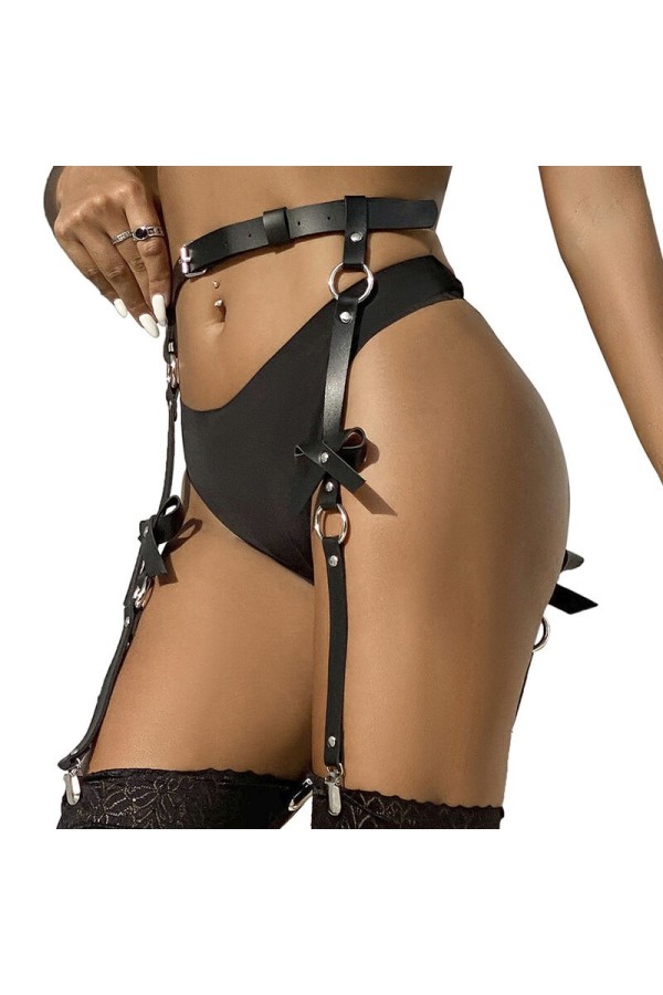 Lederketten-Beinharness Schwarz One Size (S-L) von Subblime Fetish kaufen | Fesselliebe