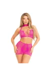 Offenes Spitzentop und -ROCK in Fuchsia von Leg Avenue Sets