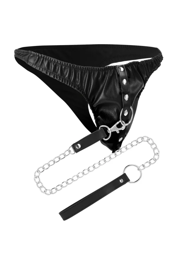 Schwarze Unterwäsche mit Leine One Size (s-l) von Darkness Bondage kaufen - Fesselliebe