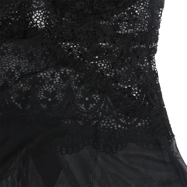 Babydoll-Tüllstoff mit Spitze und Blumendetail Schwarz S/M von Subblime Babydolls & Peignoirs kaufen | Fesselliebe