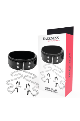 Halsband mit Nippelklammern Schwarz von Darkness Bondage kaufen | Fesselliebe