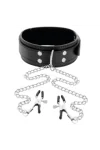 Halsband mit Nipple Clamps Schwarz von Darkness Bondage kaufen - Fesselliebe