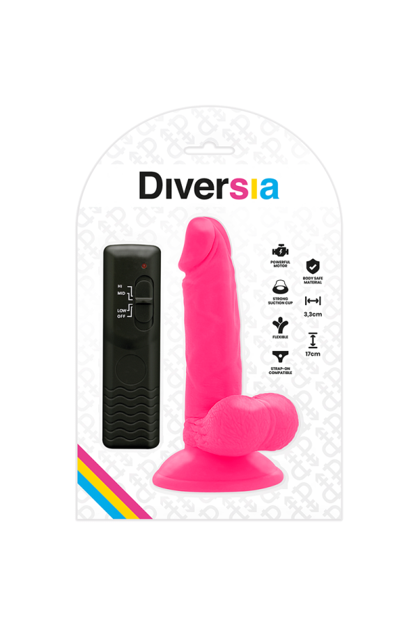 Flexibler Vibrierender Dildo Rosa 17 cm -O- 3.3 cm von Diversia kaufen | Fesselliebe