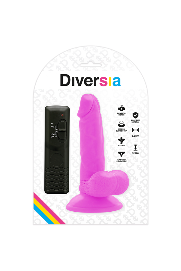 Flexibler Vibrierender Dildo Lila 17 cm -O- 3.3 cm von Diversia kaufen | Fesselliebe