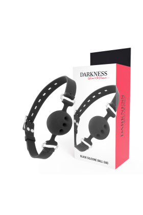 Schwarzer Atmungsaktiver Silikon-Knebel von Darkness Bondage kaufen | Fesselliebe