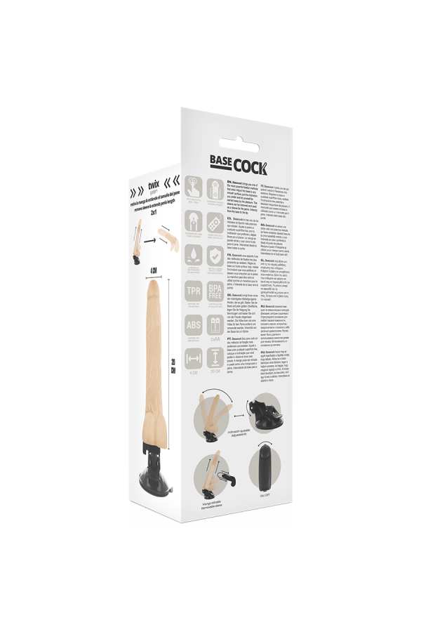 Realistischer Vibrator mit Fernbedienung mit Hoden 20 cm -O- 4 cm von Basecock kaufen | Fesselliebe