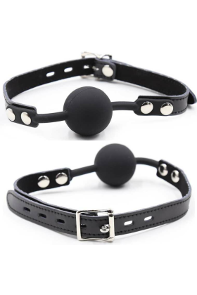 Silikon-Ballgag mit Ledergürtel (VORHÄNGESCHLOSS Inklusive) von Ohmama Fetish kaufen | Fesselliebe