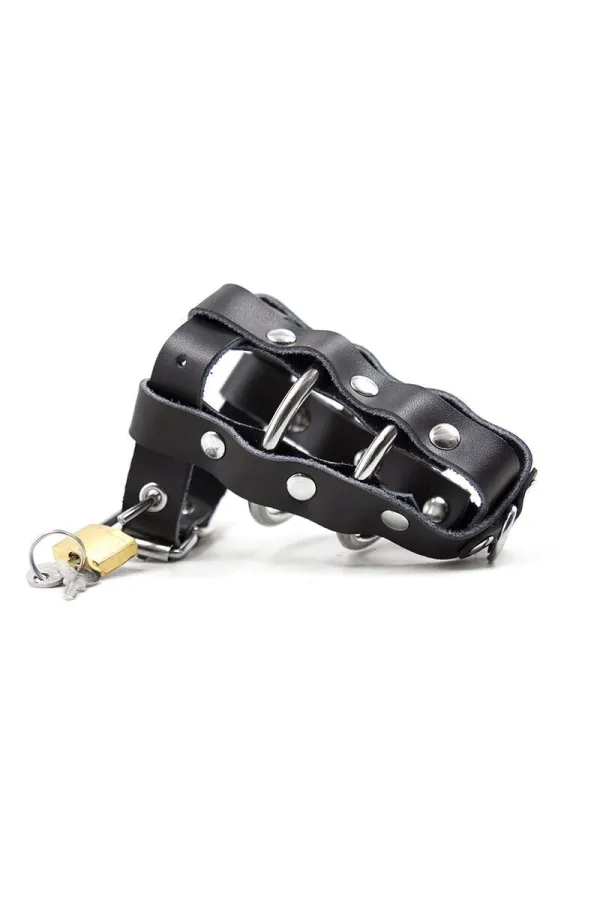 Fetish Abschliessbarer Kunstleder Penis Cage Metallische Ringe von Ohmama Fetish kaufen - Fesselliebe