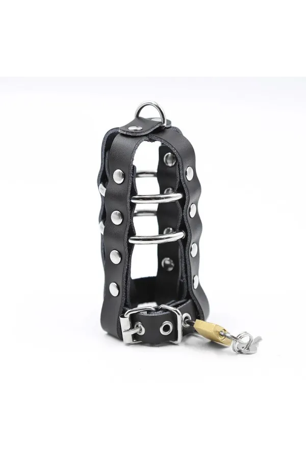 Fetish Abschliessbarer Kunstleder Penis Cage Metallische Ringe von Ohmama Fetish kaufen - Fesselliebe