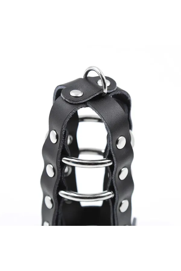 Fetish Abschliessbarer Kunstleder Penis Cage Metallische Ringe von Ohmama Fetish kaufen - Fesselliebe