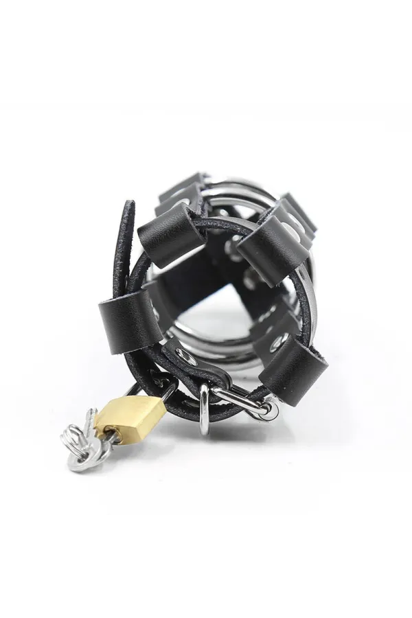 Fetish Abschliessbarer Kunstleder Penis Cage Metallische Ringe von Ohmama Fetish kaufen - Fesselliebe