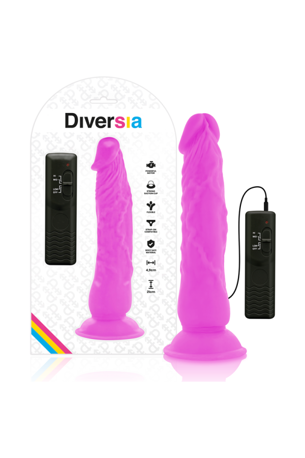 Flexibler Vibrierender Dildo Lila 21 cm -O- 4.9 cm von Diversia kaufen | Fesselliebe