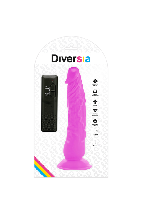 Flexibler Vibrierender Dildo Lila 21 cm -O- 4.9 cm von Diversia kaufen | Fesselliebe