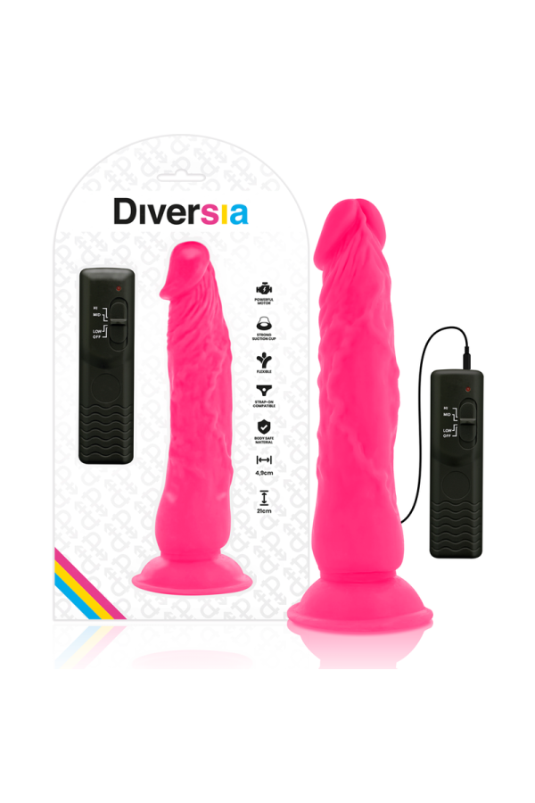Flexibler Vibrierender Dildo Rosa 21 cm -O- 4.9 cm von Diversia kaufen | Fesselliebe