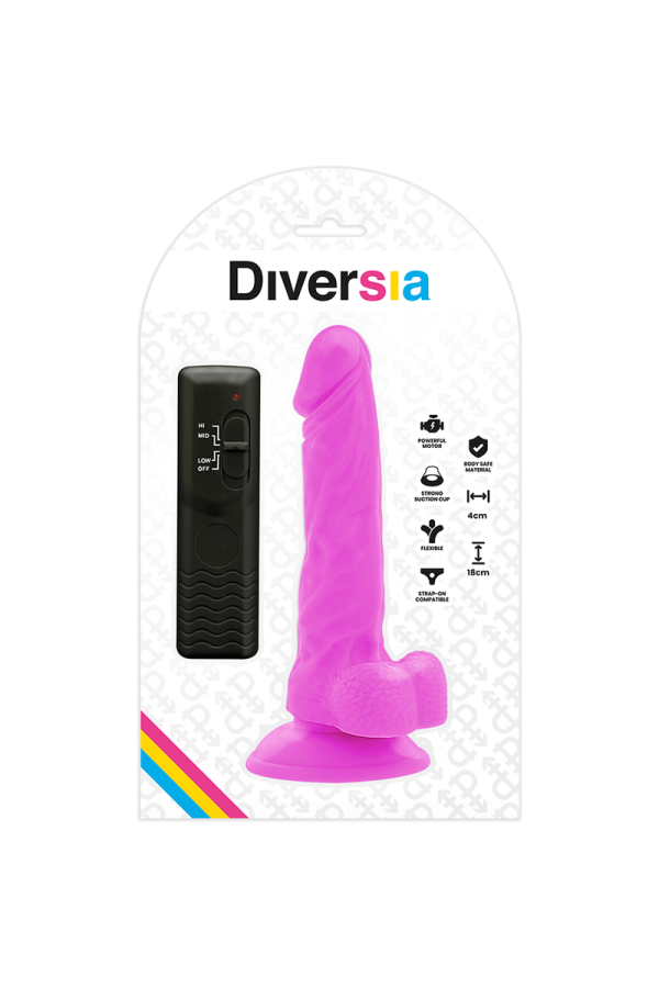 Flexibler Vibrierender Dildo Lila 18 cm -O- 4 cm von Diversia kaufen | Fesselliebe