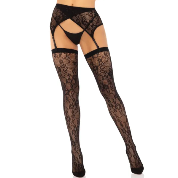 Spitzen-Oberteilhöchste & Gartergürtel Schwarz von Leg Avenue Hosiery kaufen | Fesselliebe