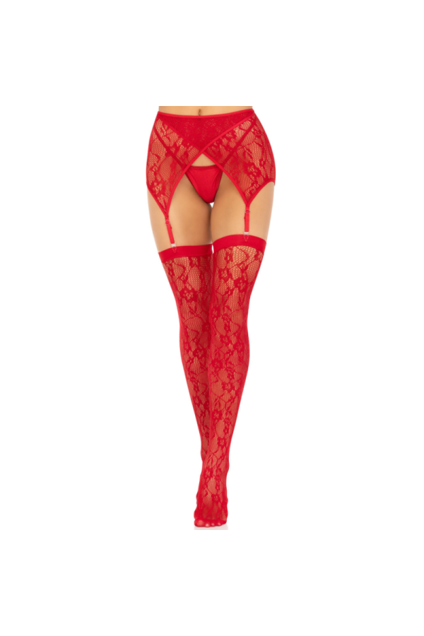 Spitzen-Oberteilhöchste & Gartergürtel Rot von Leg Avenue Hosiery kaufen | Fesselliebe