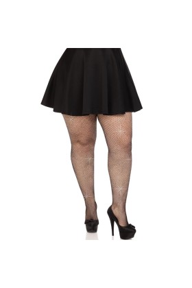 Netzstrümpfe mit Kristallisierung, Schwarz, Übergrösse von Leg Avenue Hosiery kaufen | Fesselliebe