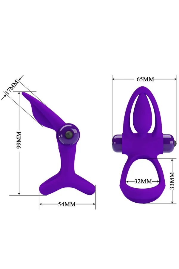 Vibratorring 10 Vibrationen Lila Silikon von Pretty Love Male