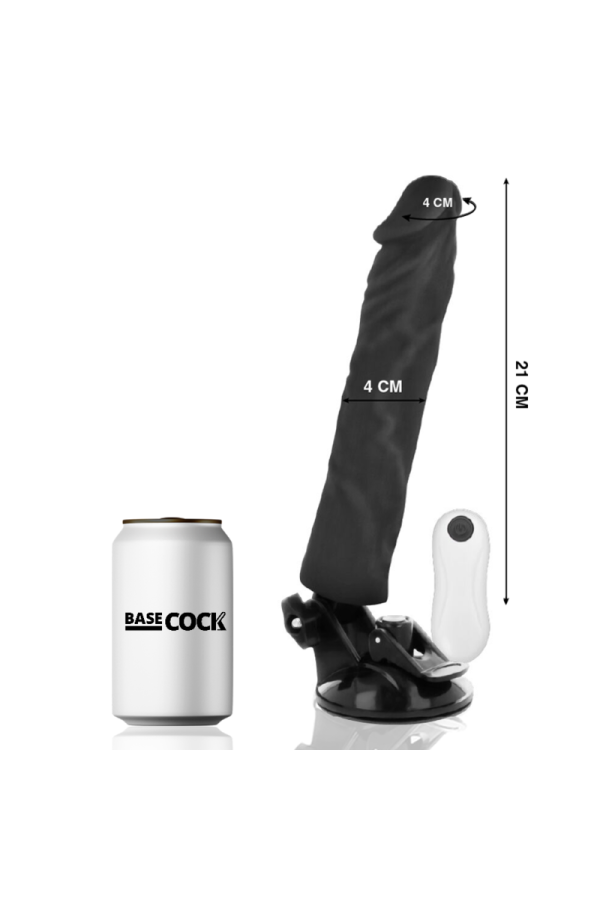 Realistischer Vibrator mit Fernbedienung Schwarz 21 cm -O- 4 cm von Basecock kaufen | Fesselliebe