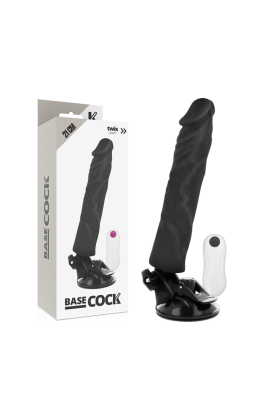 Realistischer Vibrator mit Fernbedienung Schwarz 21 cm -O- 4 cm von Basecock kaufen | Fesselliebe