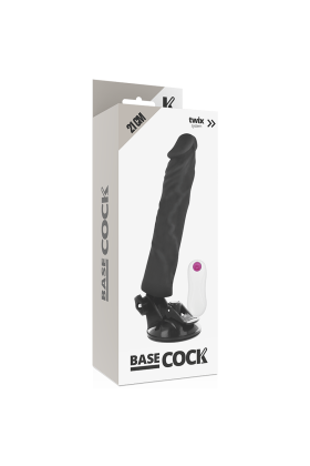 Realistischer Vibrator mit Fernbedienung Schwarz 21 cm -O- 4 cm von Basecock kaufen | Fesselliebe