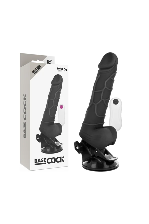 Realistischer Vibrator mit Fernbedienbares Schwarz mit Hoden 19.5 cm -O- 4 cm von Basecock