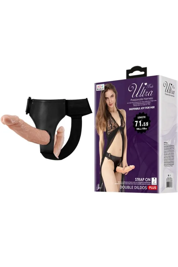 Ultra Passionate Strap-On Doppel Dildo mit Harness von Baile Harness Collection kaufen - Fesselliebe