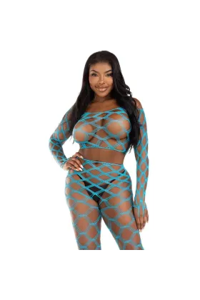 Top & Leggins Hardcore Blau von Leg Avenue Sets