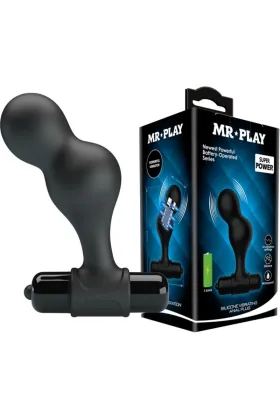 Schwarzer Silikon-Vibrator-Analstecker von Mr Play