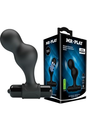 Schwarzer Silikon-Vibrator-Analstecker von Mr Play kaufen | Fesselliebe