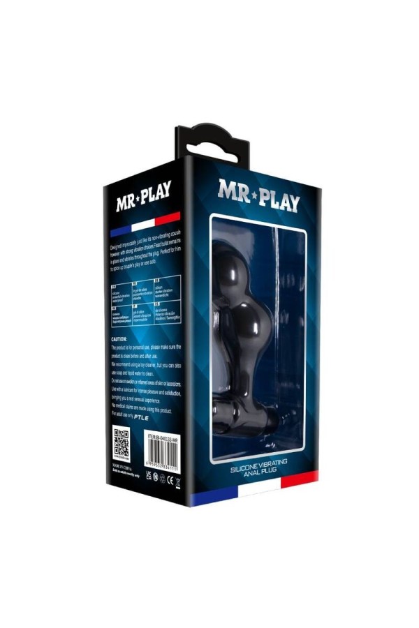 Schwarzer Silikon-Vibrator-Analstecker von Mr Play kaufen | Fesselliebe