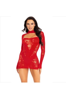 Minikleid mit Spitze Langarm Rot von Leg Avenue Dresses kaufen | Fesselliebe