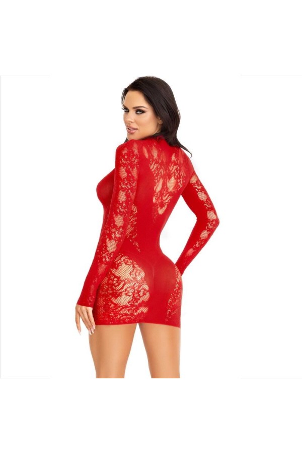 Minikleid mit Spitze Langarm Rot von Leg Avenue Dresses kaufen | Fesselliebe