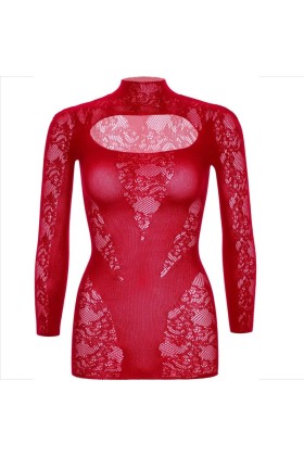 Minikleid mit Spitze Langarm Rot von Leg Avenue Dresses kaufen | Fesselliebe