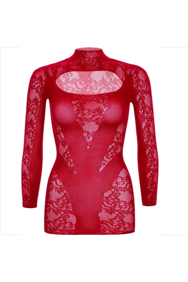 Minikleid mit Spitze Langarm Rot von Leg Avenue Dresses kaufen | Fesselliebe