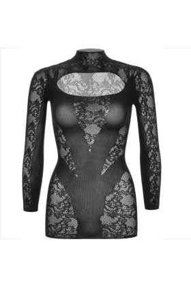 Minikleid mit Spitze Langarm Schwarz von Leg Avenue Dresses kaufen | Fesselliebe
