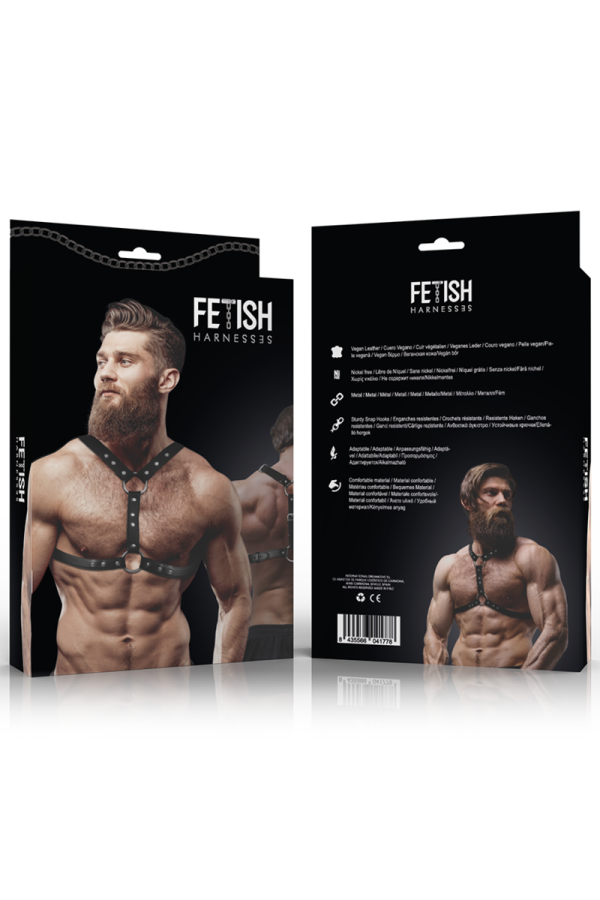 Brustharness aus Ökoleder mit Doppelter Unterstützung und Nieten für Männer von Fetish Submissive Attitude kaufen | Fesselliebe