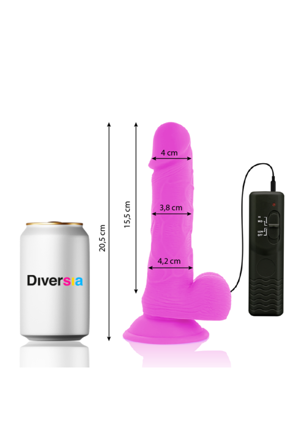 Flexibler Vibrierender Dildo Lila 20.5 cm -O- 4.2 cm von Diversia kaufen | Fesselliebe