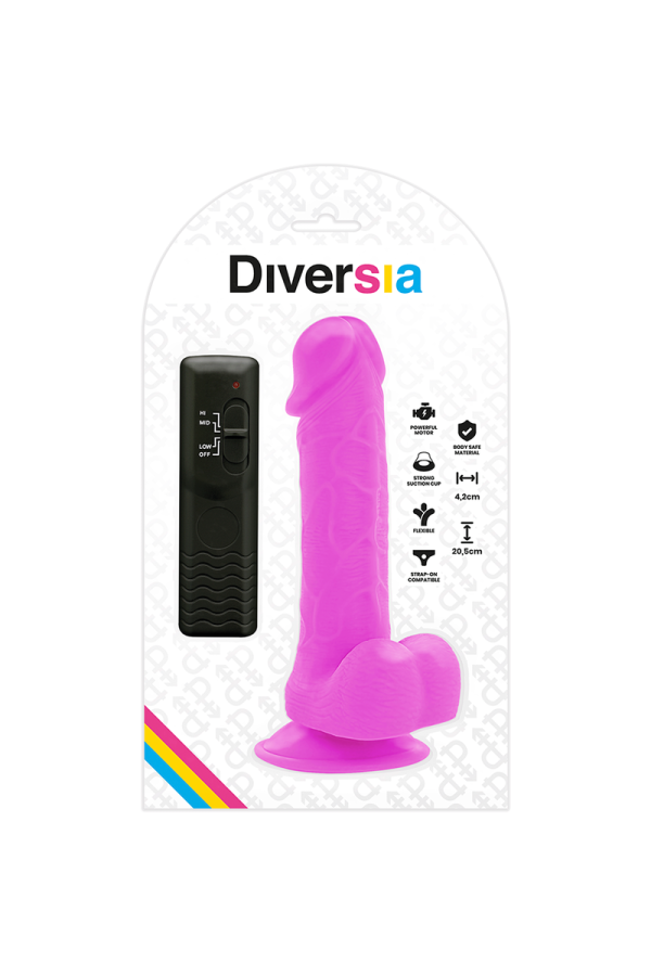 Flexibler Vibrierender Dildo Lila 20.5 cm -O- 4.2 cm von Diversia kaufen | Fesselliebe
