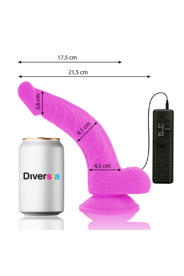 Flexibler Vibrierender Dildo Lila 21.5 cm -O- 4.5 cm von Diversia kaufen | Fesselliebe