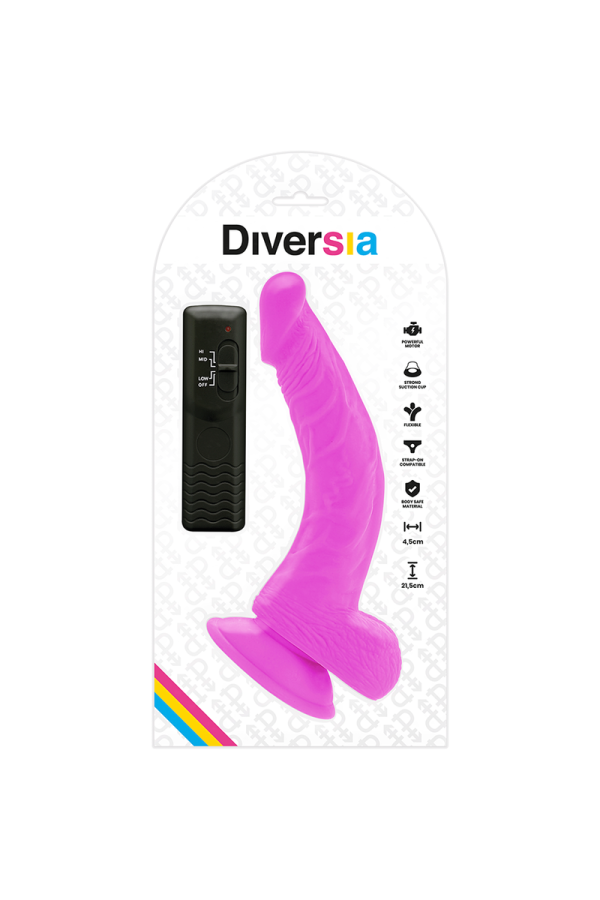 Flexibler Vibrierender Dildo Lila 21.5 cm -O- 4.5 cm von Diversia kaufen | Fesselliebe
