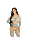 LEG AVENUE - CROP TOP STRÜMPFE UND HANDSCHUHE BLAU kaufen - Fesselliebe