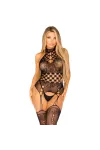 Spitzen-Bodystocking mit Hohem Ausschnitt Schwarz von Leg Avenue Bodystockings