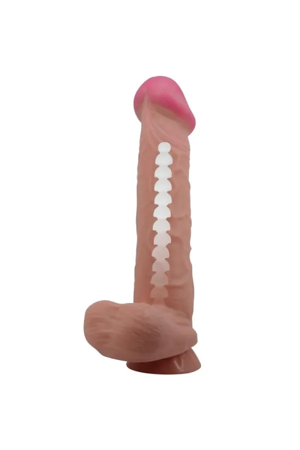 Sliding Skin Series Realistischer Dildo mit Sliding Skin Saugnapf Braun 26 cm von Pretty Love High Grade