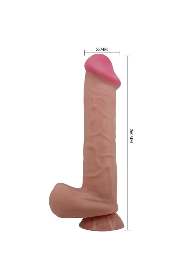 Sliding Skin Series Realistischer Dildo mit Sliding Skin Saugnapf Braun 26 cm von Pretty Love High Grade